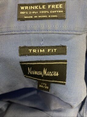 Neiman Marcus Men’s Trim Fit Dress Shirt - Light Blue Microcheck